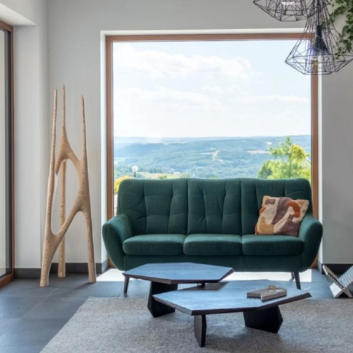 Luxury solid wood coffee table set of 2 dark brown - oak wood living room tables - living room furniture - luxury furniture - luxury furnishings