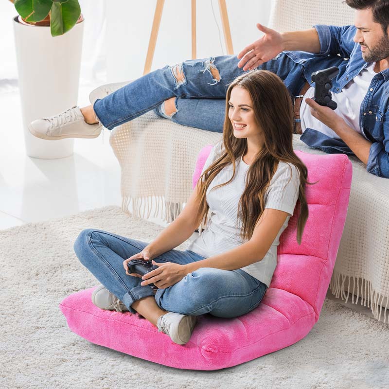 Memory Foam Floor Chair, 14-Position Adjustable Folding Gaming Sofa Chair with Back Support, Chaise Lounge Sofa Bed Recliner