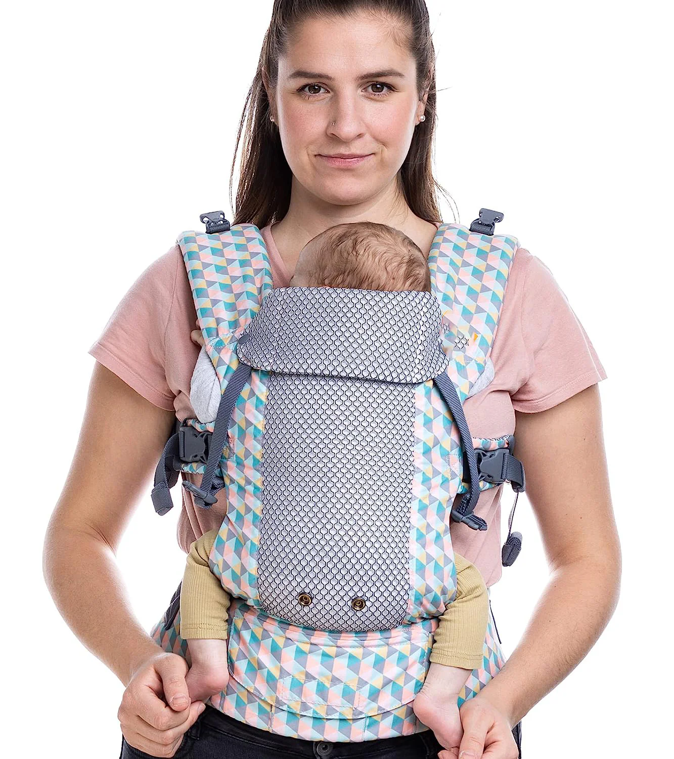 Babytrage für Neugeborene bis Kleinkinder – alle Positionen Babytrage, Babytrage-Rucksack und Baby-Vordertrage mit verstellbarem Sitz, ergonomische Babytrage, 3,3–15,6 kg (Marineblau)