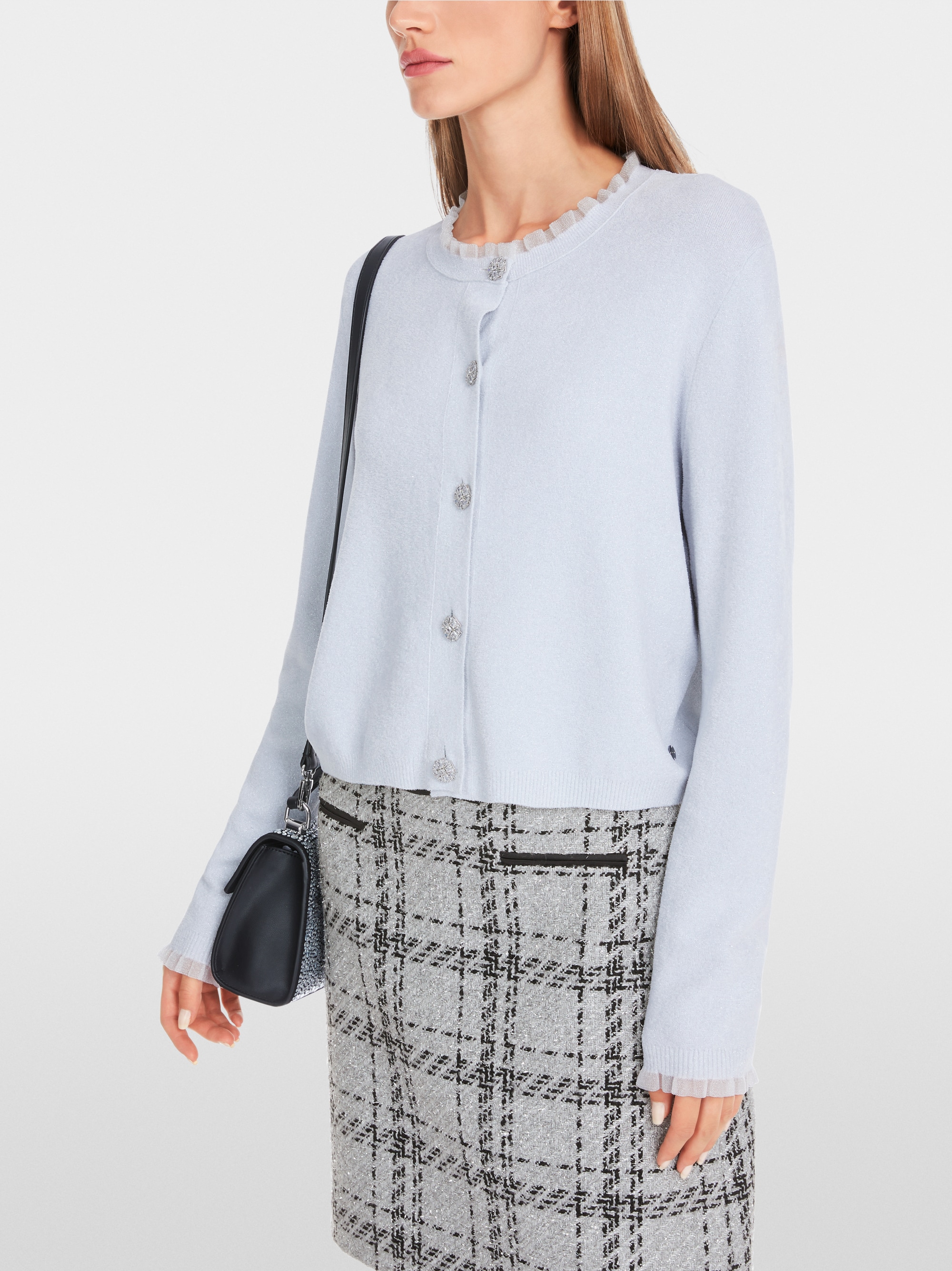 Marc-Cain Glitzer-Cardigan mit Rüschen