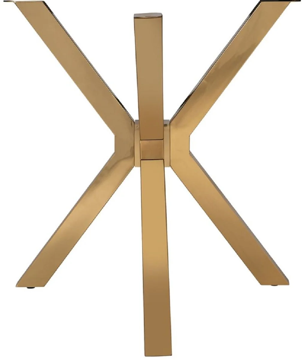 Luxury dining table brown / gold 200 x 100 x H. 77 cm - Rectangular dining room table with artificial marble table top and stainless steel legs - Luxury dining room furniture