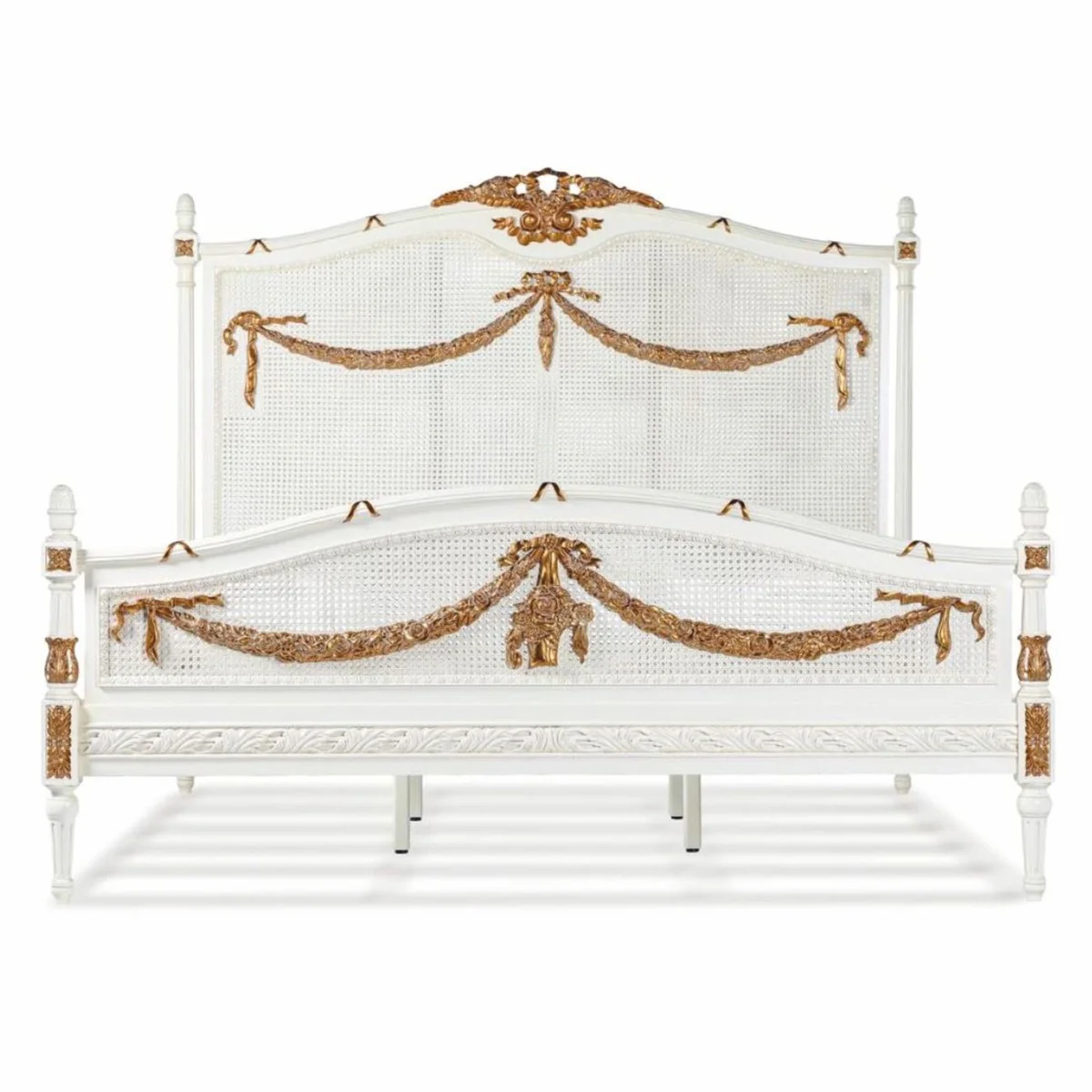 Luxury Baroque Double Bed Ivory / Gold - Baroque Bedroom Furniture