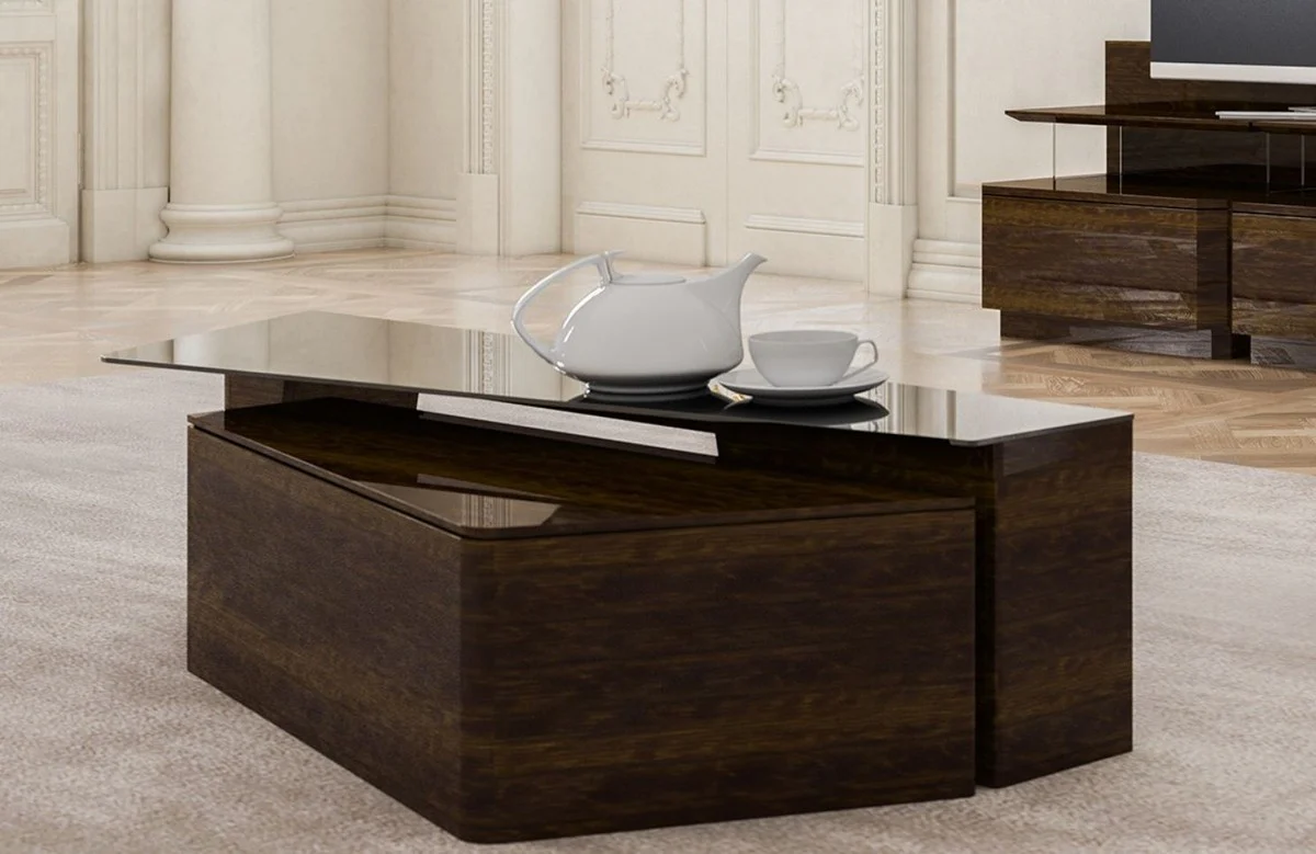 Luxury Coffee Table Set Brown - 2 Rectangular Living Room Tables - Luxury Living Room Furniture