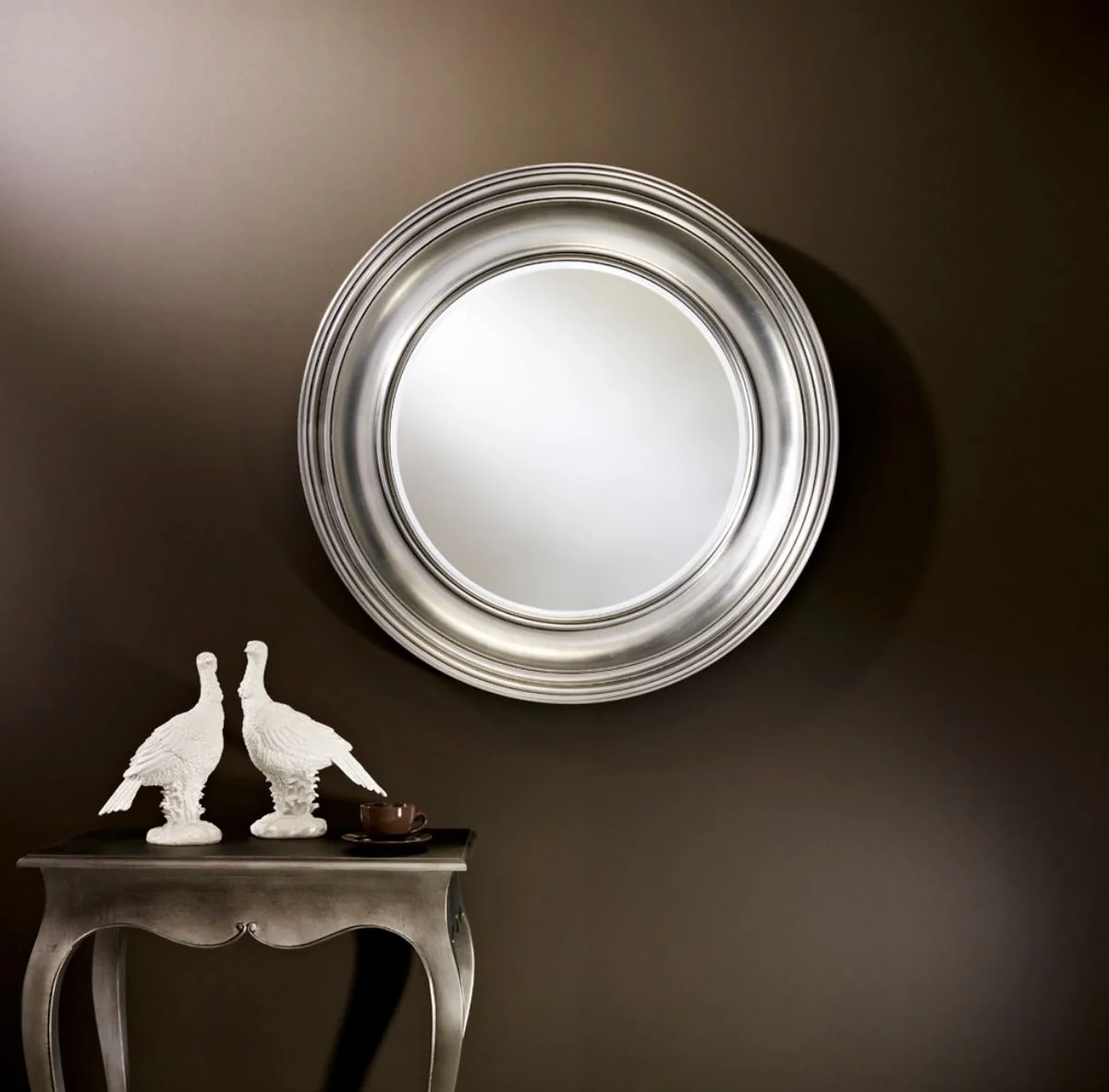 Luxury living room mirror silver Ø 102 cm - living room wall mirror