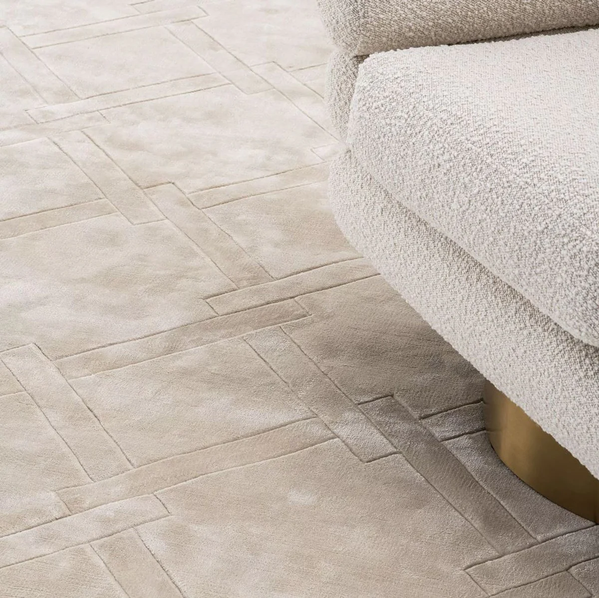 Luxury viscose carpet silver-sand colors 300 x 400 cm - hand-woven living room & hotel carpet - living room decoration accessories - luxury collection