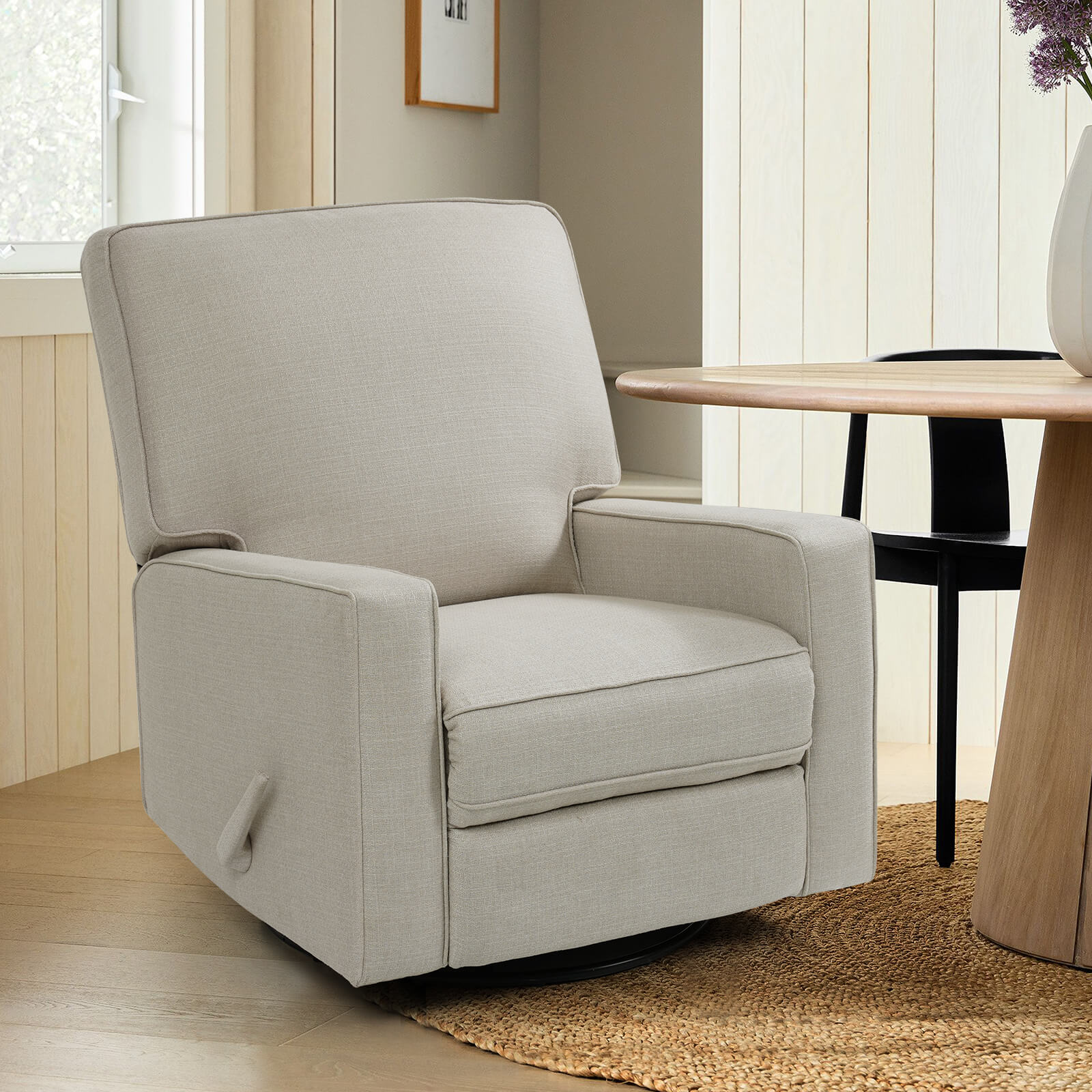 Manuelle Recliner Nursery Glider & Swivel Rocking Recliner Stuhl, Stoff