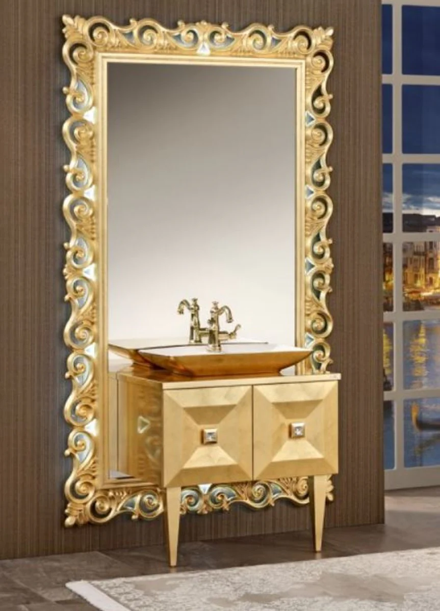 Luxury Baroque Bathroom Set Gold - Vanity unit with sink and wall mirror - Magnificent bathroom furniture in the Baroque style