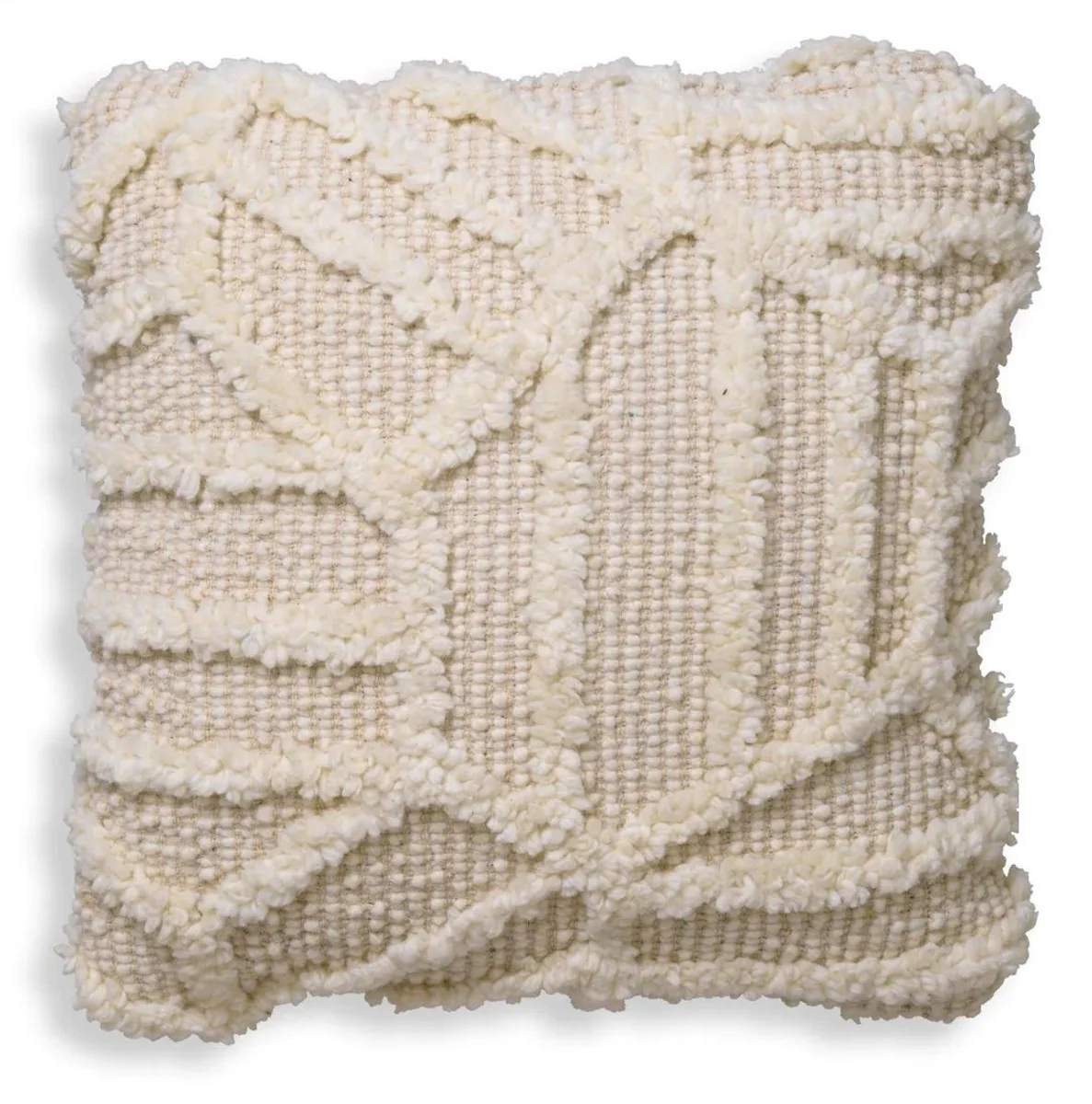 Luxury cushion ivory 50 x 50 cm - Handwoven decorative wool cushion - Square decorative cushion - Living room decoration - Luxury decorative accessories - Luxury quality