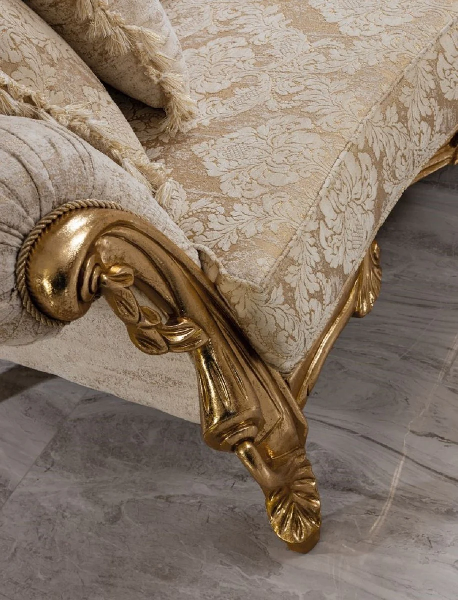 Luxury Baroque Sofa White / Gold 235 cm - Baroque Living Room Furniture