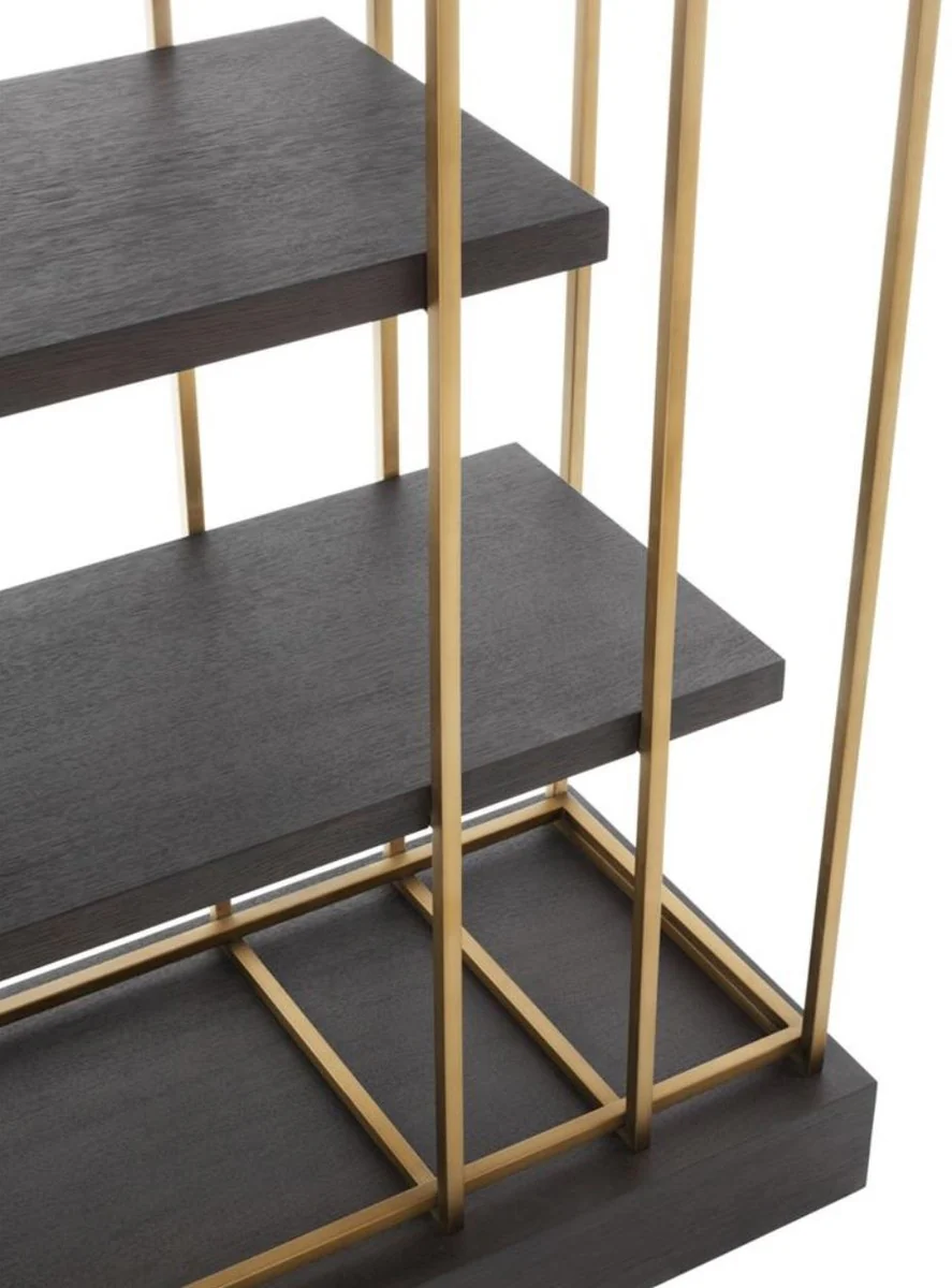 Luxury living room shelf cabinet dark gray / brass 166 x 45 x H. 222 cm - living room cabinet