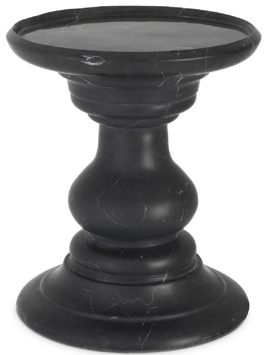 Luxury side table black Ø 33 x H. 39.5 cm - Round side table made of high-quality marble - Luxury marble furniture