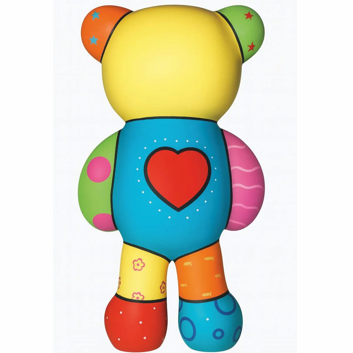 Deko Figur Teddybär Herz Bunt H. 46 cm - Deko Skulptur