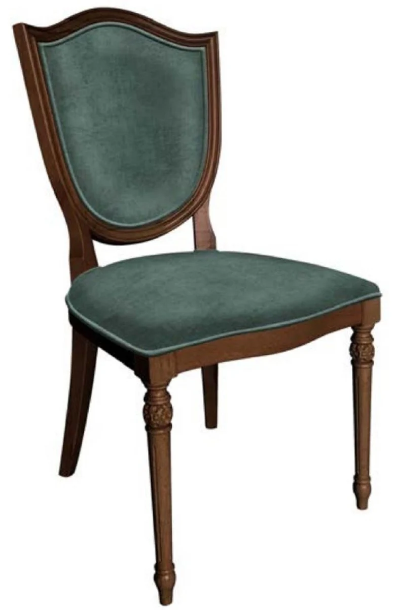 Art Deco Dining Room Chair Green / Brown - Elegant Solid Wood Chair - Art Deco Dining Room Furniture