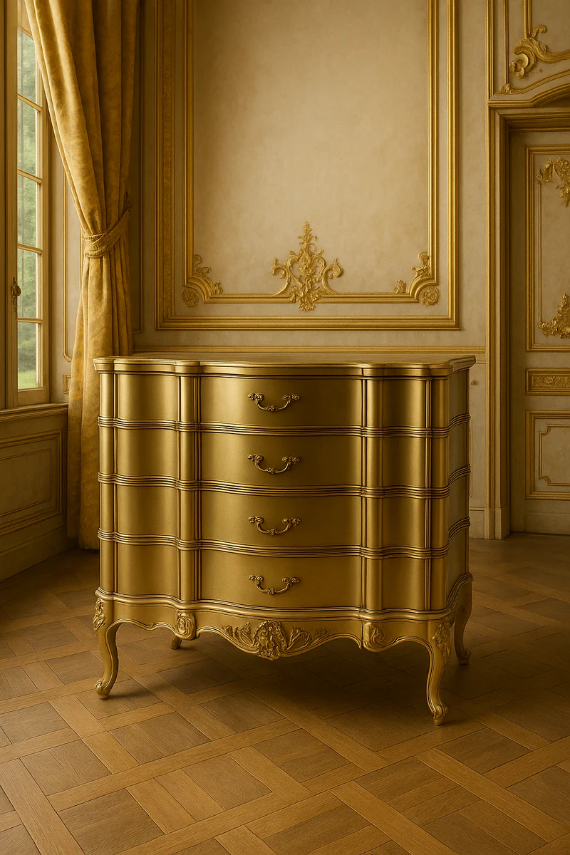 Luxus Barock Kommode mit 4 Schubladen Gold 107 cm - Barock Möbel