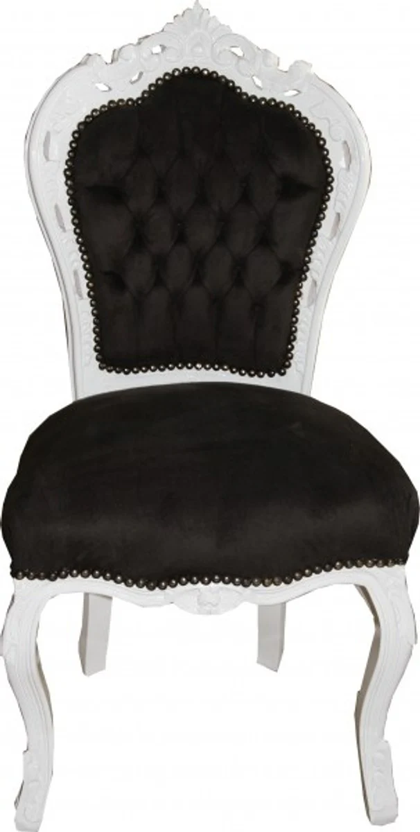 Baroque dining room chair black / white - furniture antique style