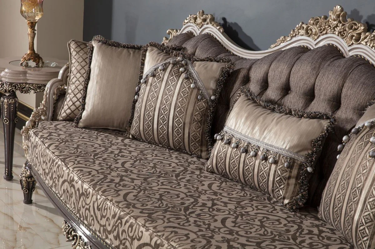 Luxury Baroque side table gray / brown / gold H. 60 cm - Baroque furniture