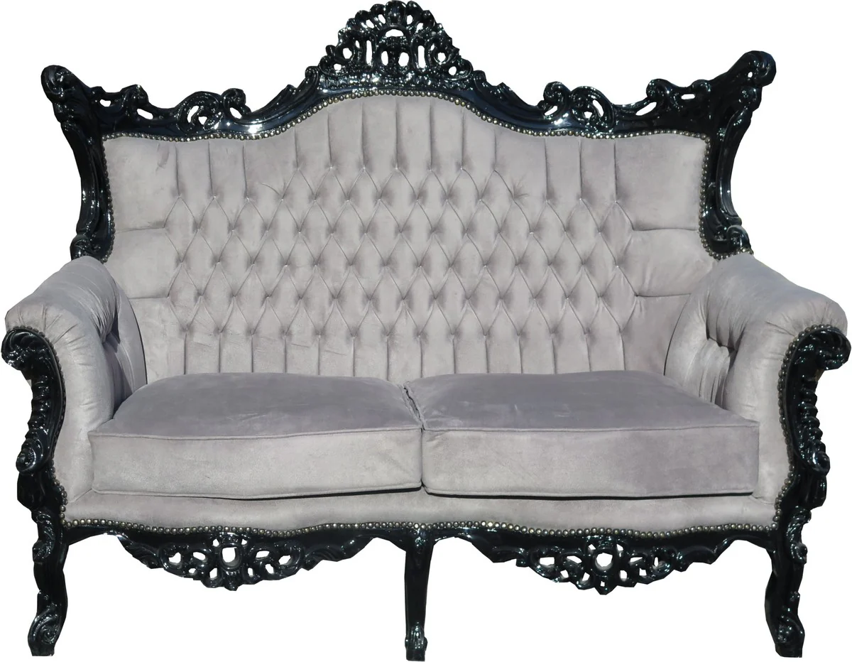 Baroque 2-Seater Sofa Master Gray / Black - Antique Style Living Room Furniture - Limited Edition