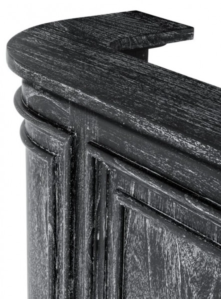 Vintage look counter cabinet 190 cm counter black washed antique style - shop counter shop furniture