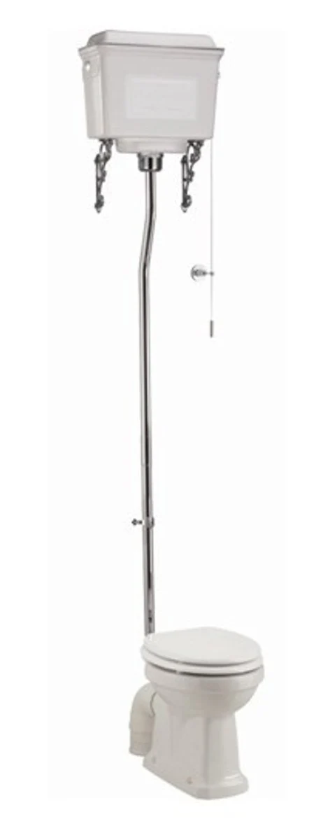 Luxury Art Nouveau toilet white / white high-hanging with aluminum cistern painted white - baroque style antique style