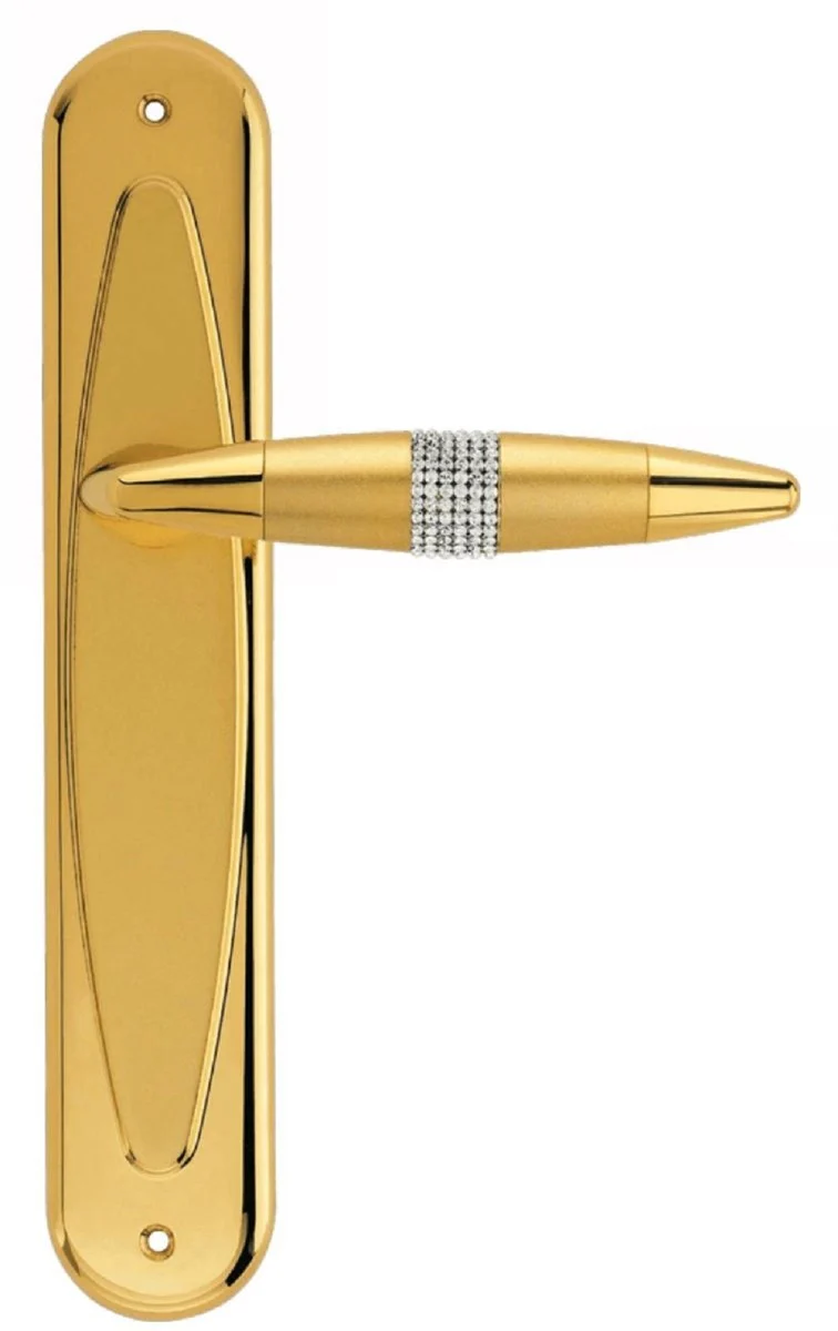 Luxury door handle set gold 16 x H. 27.5 cm - door handles set with Swarovski crystals