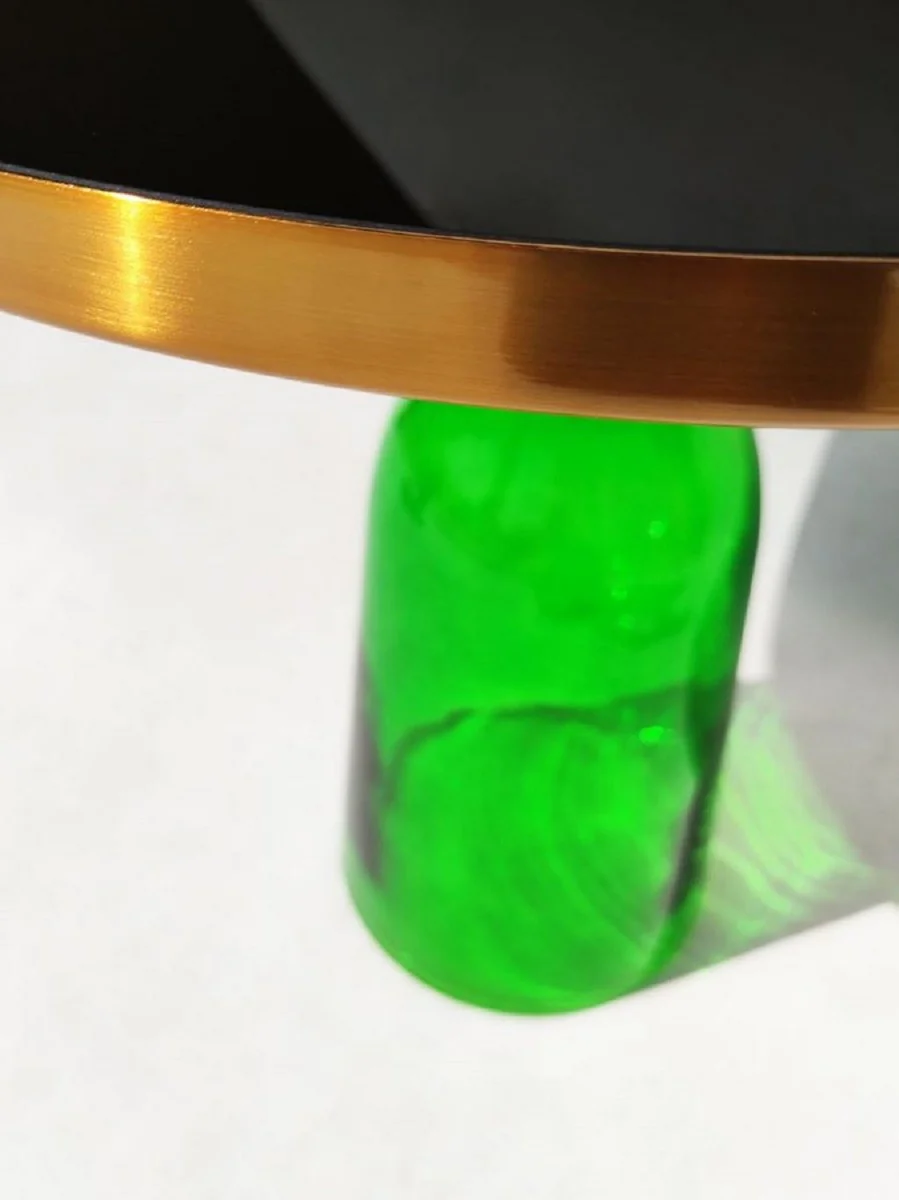 Luxury side table black / gold / green Ø 50 x H. 53 cm - Round glass table - Living room furniture - Luxury furniture