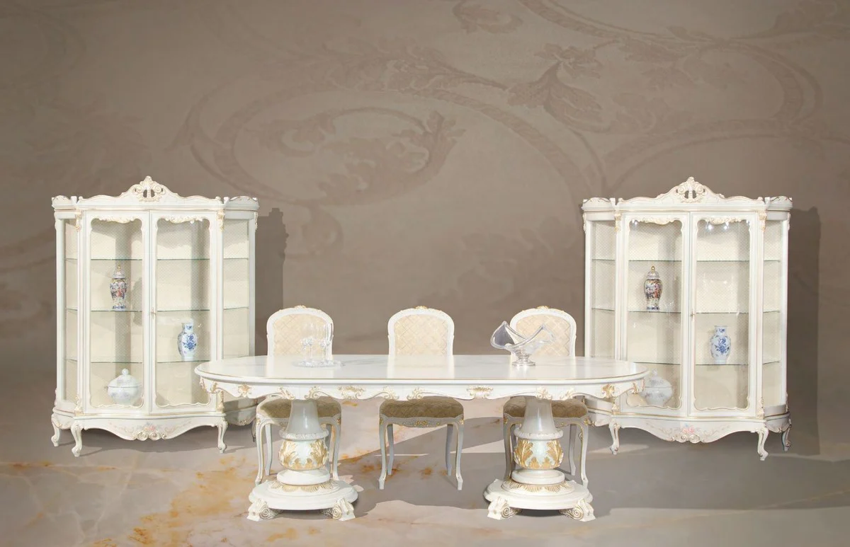 Luxury Baroque display cabinet white / cream / multicolored / gold - Handmade display cabinet with 2 doors - Magnificent Baroque furniture - Luxury quality - Made in Italy