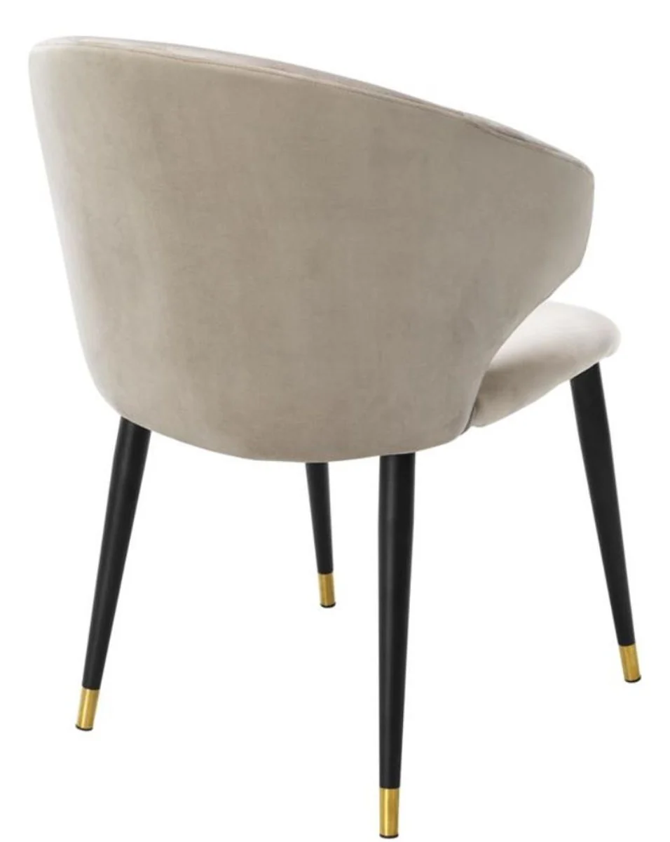 Luxury dining room chair with armrests beige / black / gold 57 x 66 x H. 83 cm - dining room furniture