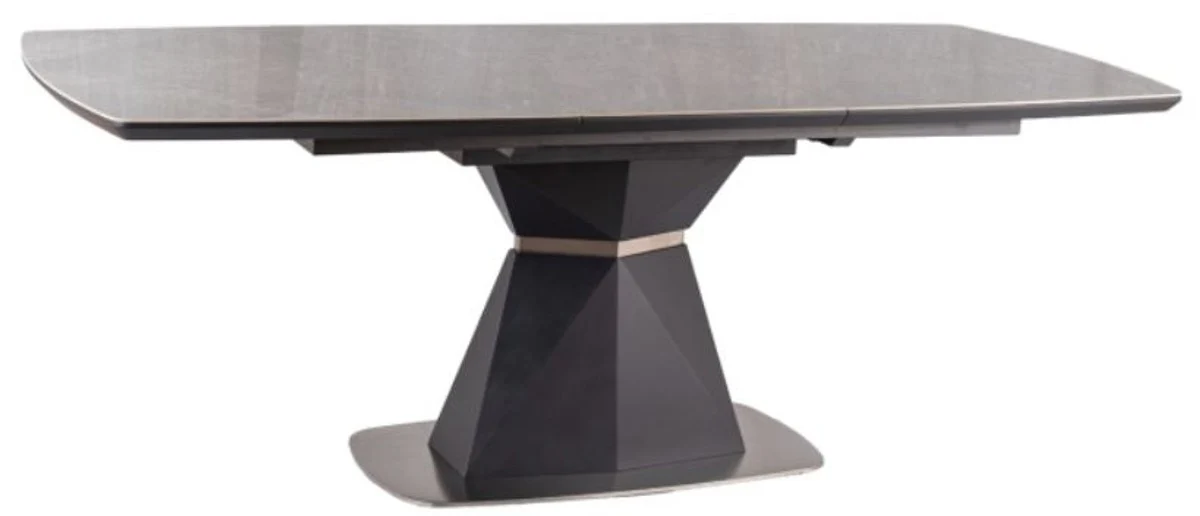 Luxury dining table gray / matt anthracite 160-210 x 90 x H. 76 cm - Modern extendable dining room table with ceramic tops in marble look - Luxury dining room furniture