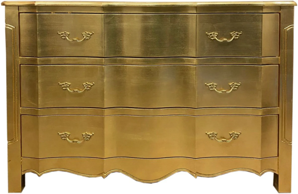 Luxury baroque chest of drawers with 3 drawers gold 121 x 50 x 86 cm - Baroque furniture