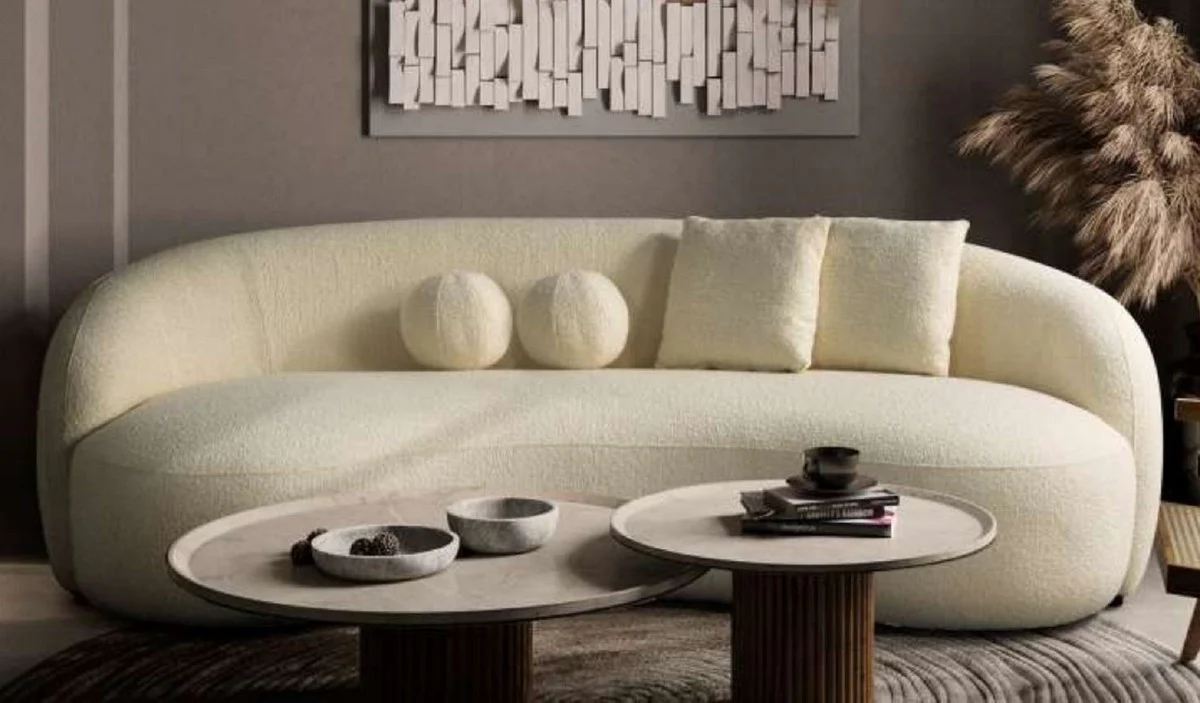 Luxury sofa ivory 250 x 120 x H. 76 cm - Curved living room sofa - Hotel sofa - Living room furniture - Hotel furniture - Luxury furniture - Luxury furnishings - Living room furnishings