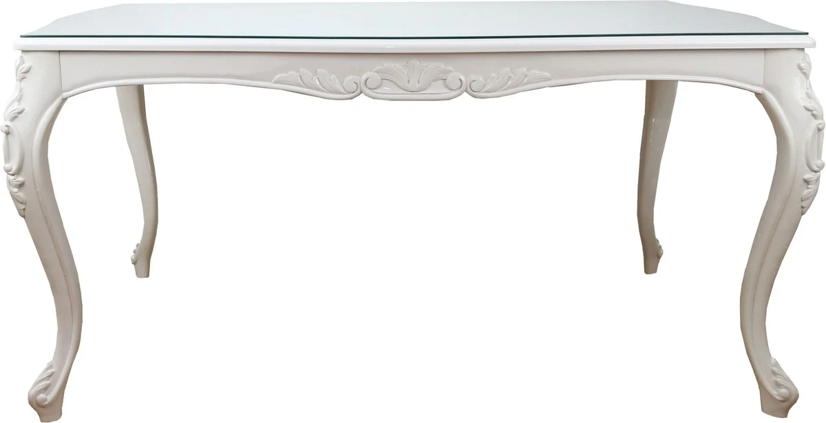 Baroque luxury dining table white 160 x 100 cm - hotel, restaurant furniture - Made in Italy