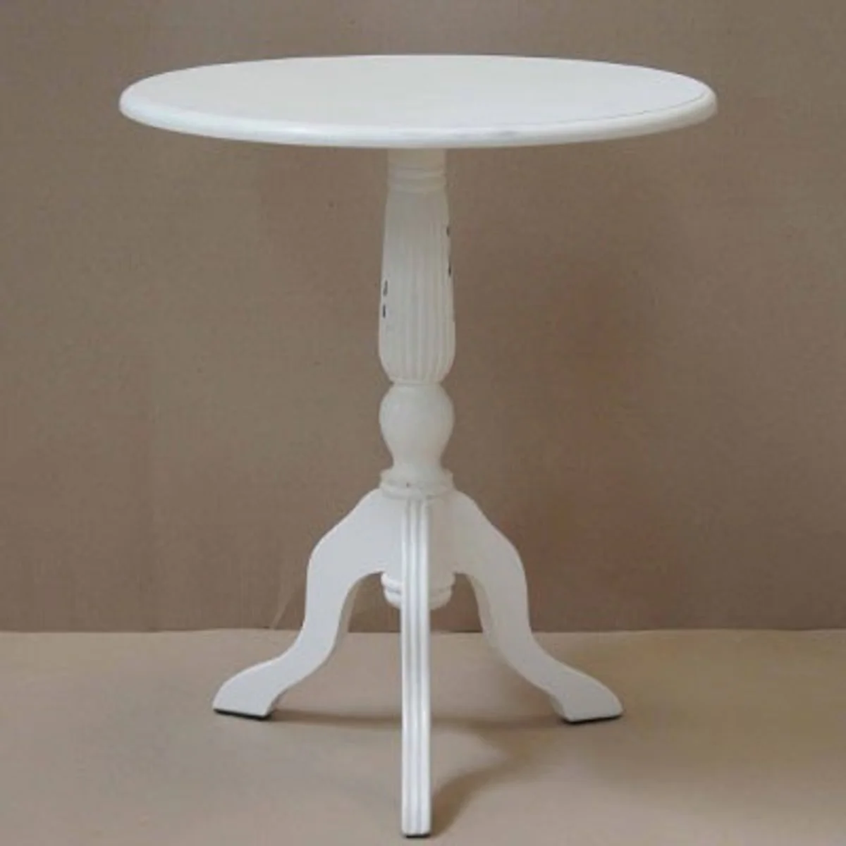 Baroque side table mahogany wood white antique style 60 x 60 x H70 cm - Art Nouveau table