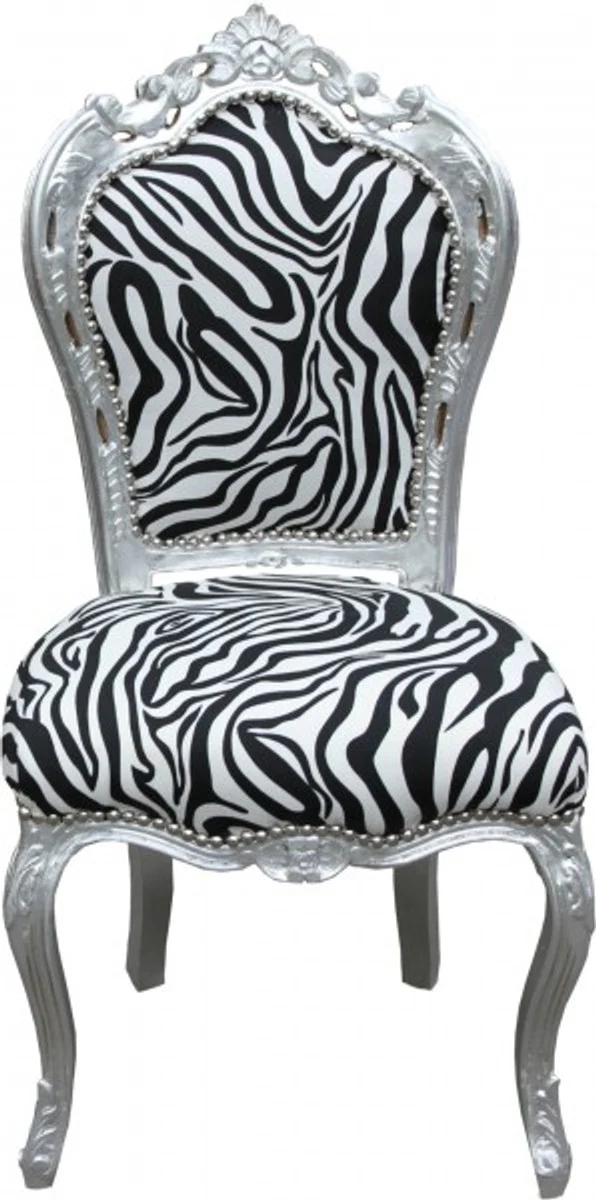 Baroque Dining Room Chair Zebra/Silver Mod2 - Furniture - Baroque Furniture