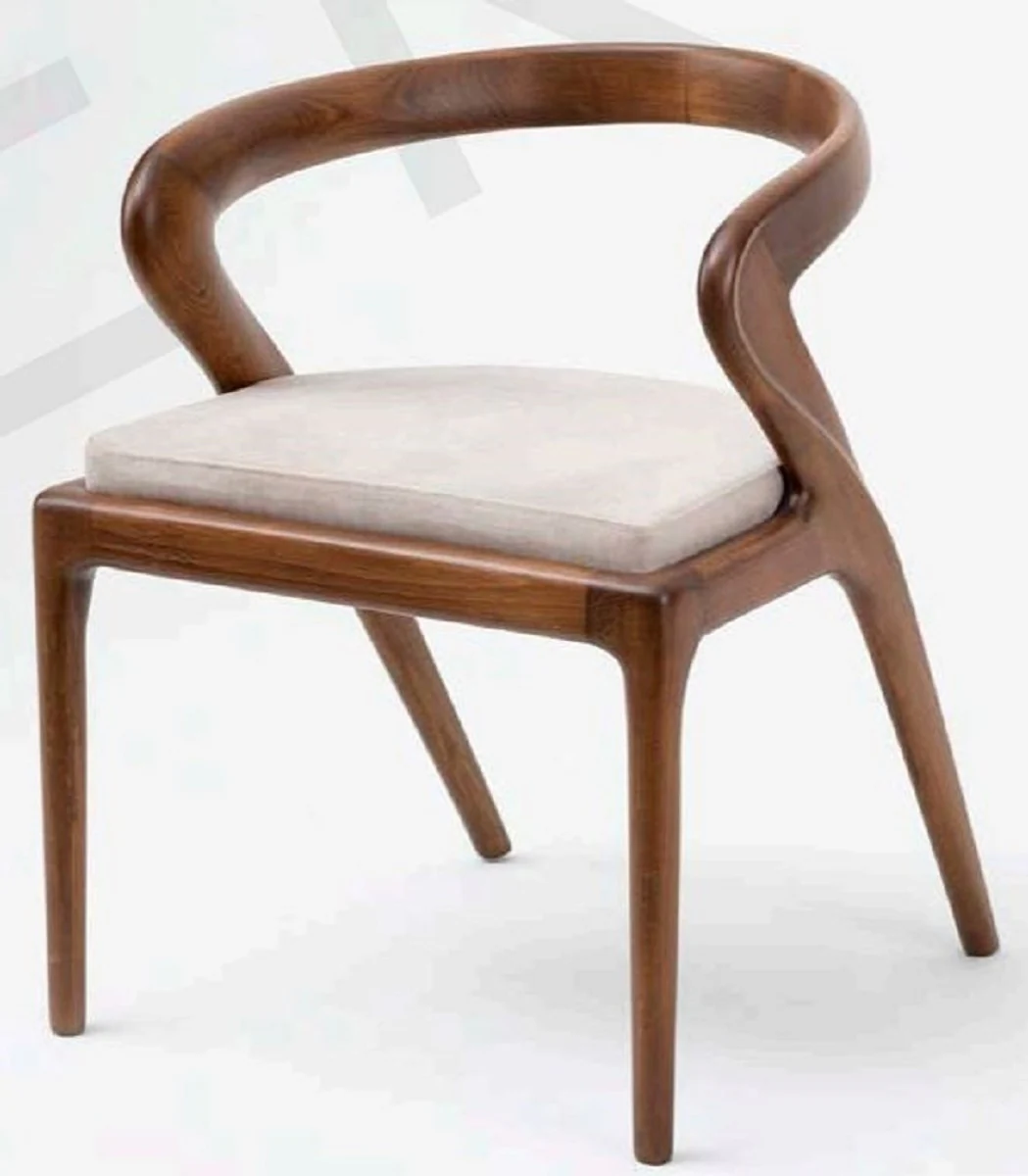 Luxury dining room chair set of 6 brown / gray 57 x 67 x H. 77 cm - Luxury solid wood kitchen chairs - Dining room furniture - Kitchen furniture - Luxury furniture - Luxury dining room furnishings