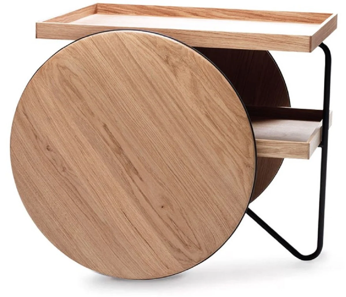 Luxury side table with wheels natural / black - Made in Italy