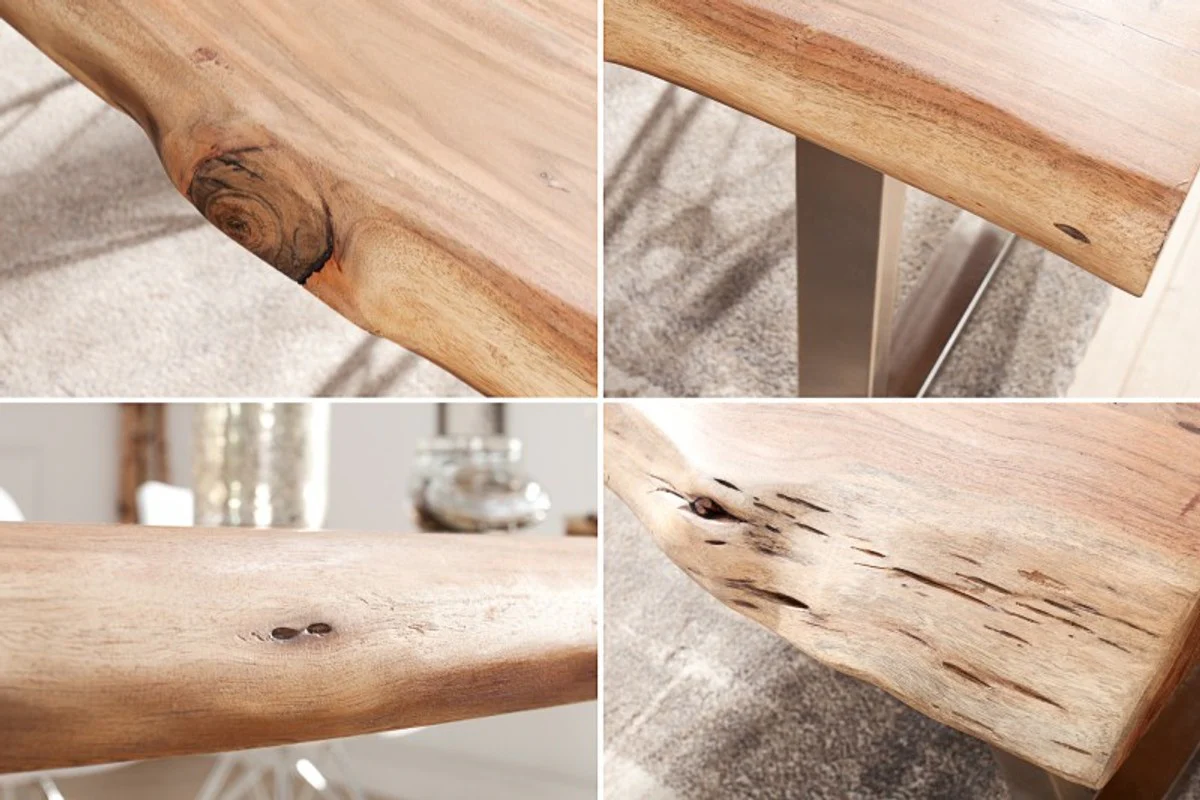 Designer solid wood dining table natural - acacia - 200 x 100 x H.80 cm - made of solid acacia wood