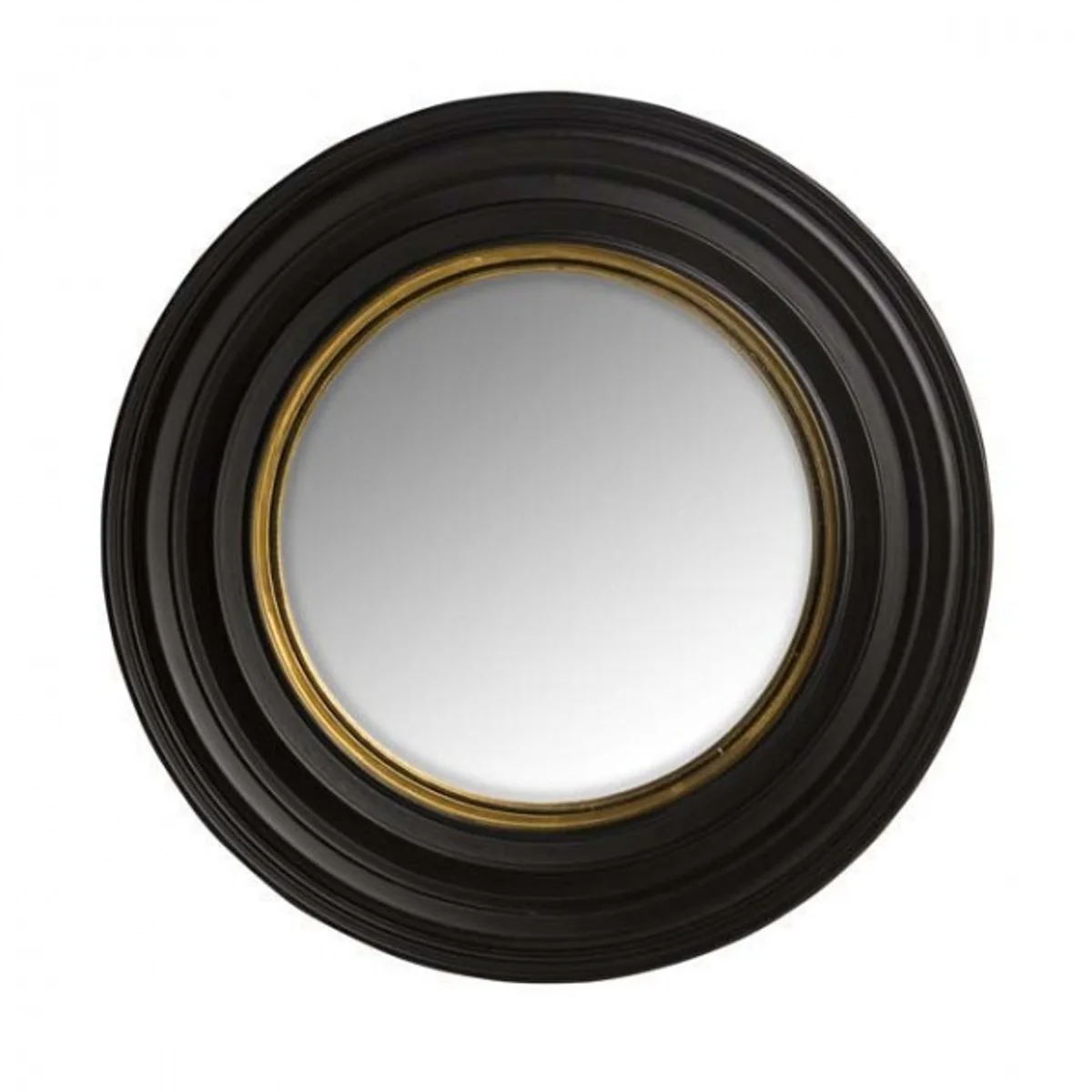 Luxury wall mirror Neo Classic Black with golden inner border convex curved 53 x 53 cm - wall mirror