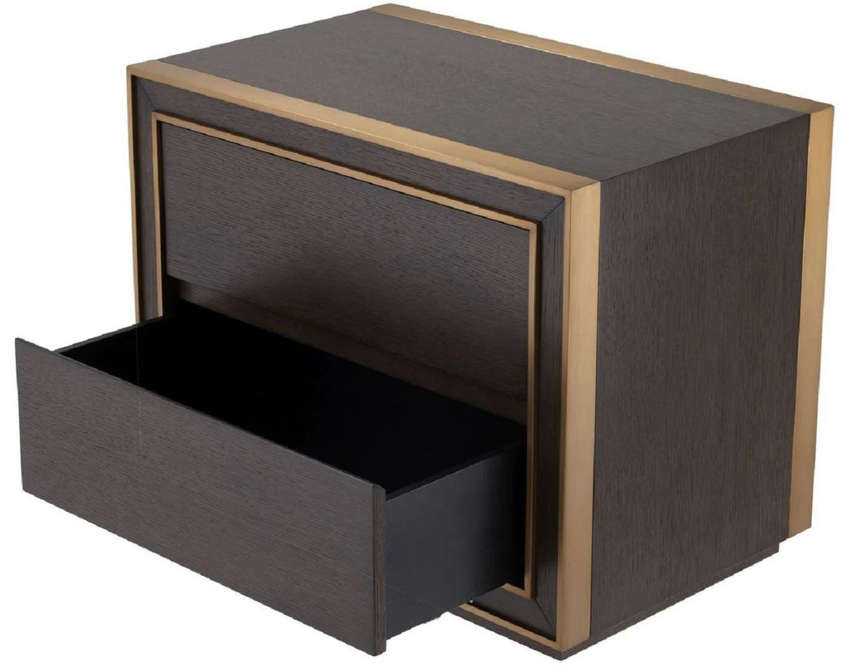 Luxury bedside table brown / brass 76 x 48.5 x H. 61.5 cm - Side table with 2 drawers - Luxury bedroom furniture
