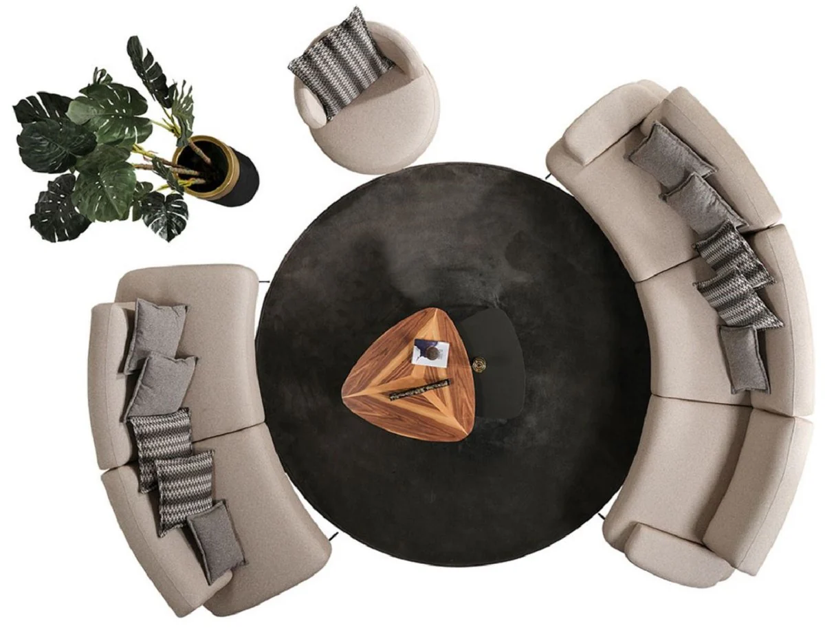 Luxus Sofa mit verstellbaren Rückenlehnen Beige / Schwarz 350 cm