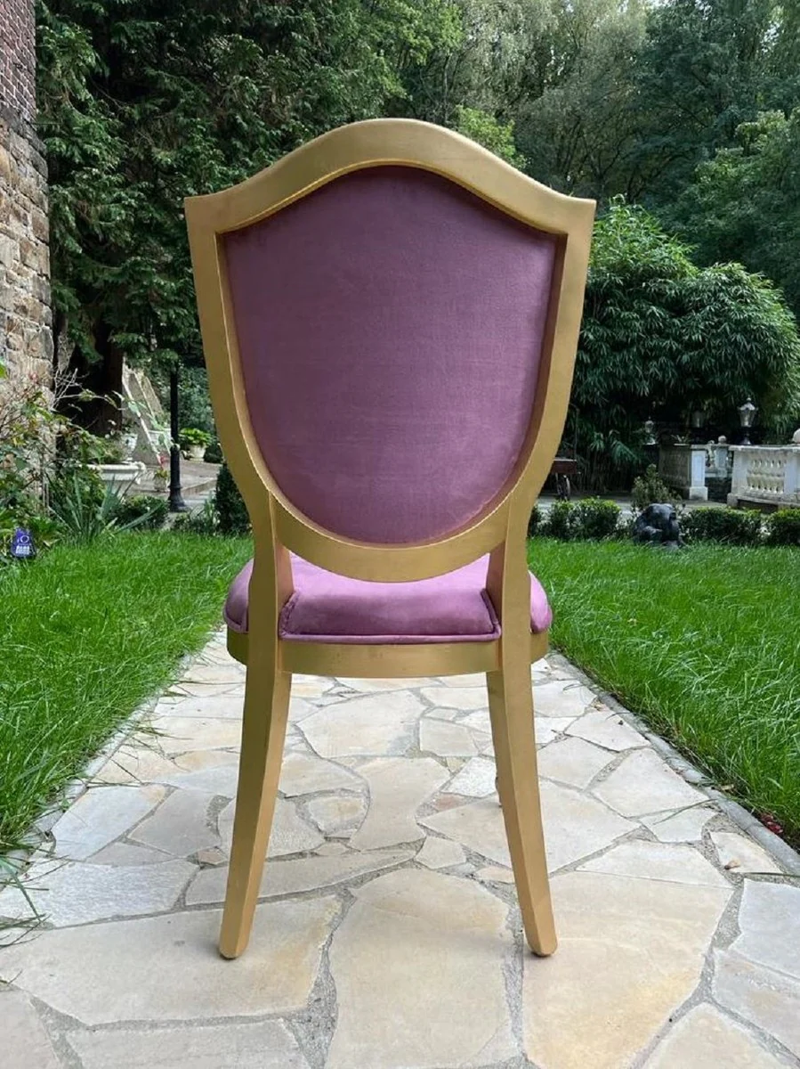Luxury Art Deco Velvet Dining Chair Purple / Gold - Art Deco Solid Wood Chair - Art Deco Dining Room Furniture - Art Deco Furniture - Art Deco Furnishings - Luxury Furniture in Art Deco Style