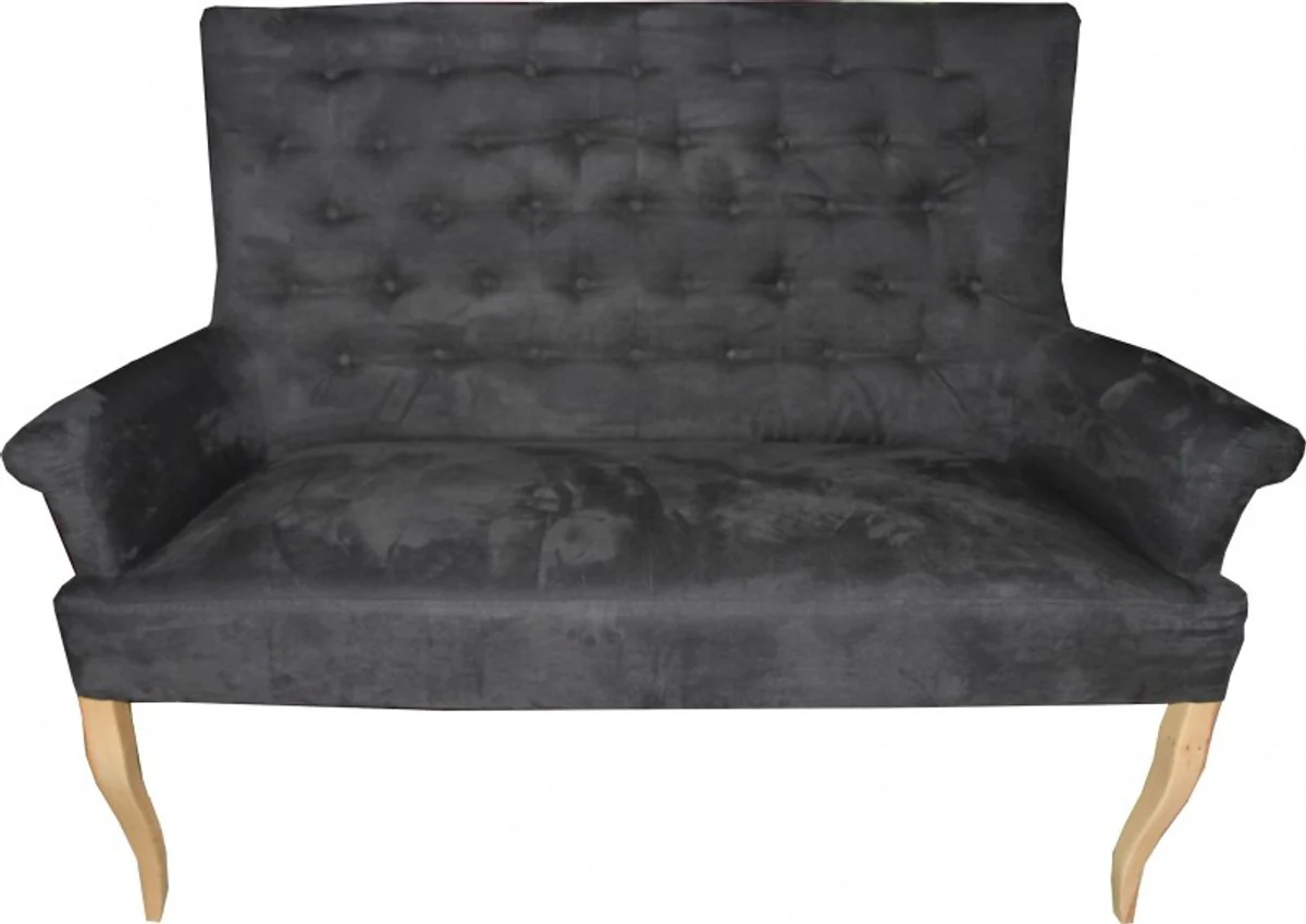 Designer Chesterfield Bench / Sofa Dark Gray / Wood Colors - Retro Salon Furniture Baroque
