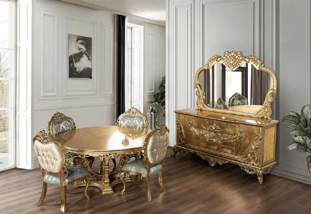 Luxury Baroque Dining Room Chair Turquoise / Gold - Baroque Dining Room Furniture