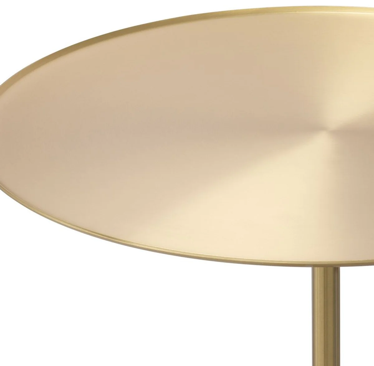 Luxury side table brass colored / black and white Ø 45 x H. 62 cm - Round stainless steel table with marble base - Living room furniture - Hotel furniture - Luxury furniture