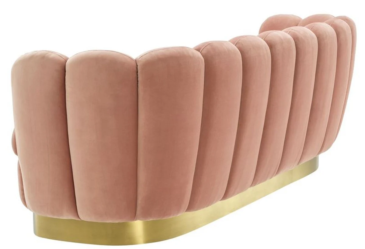 Luxury velvet sofa skin color / brass 225 x 90 x H. 80 cm - living room sofa - luxury quality