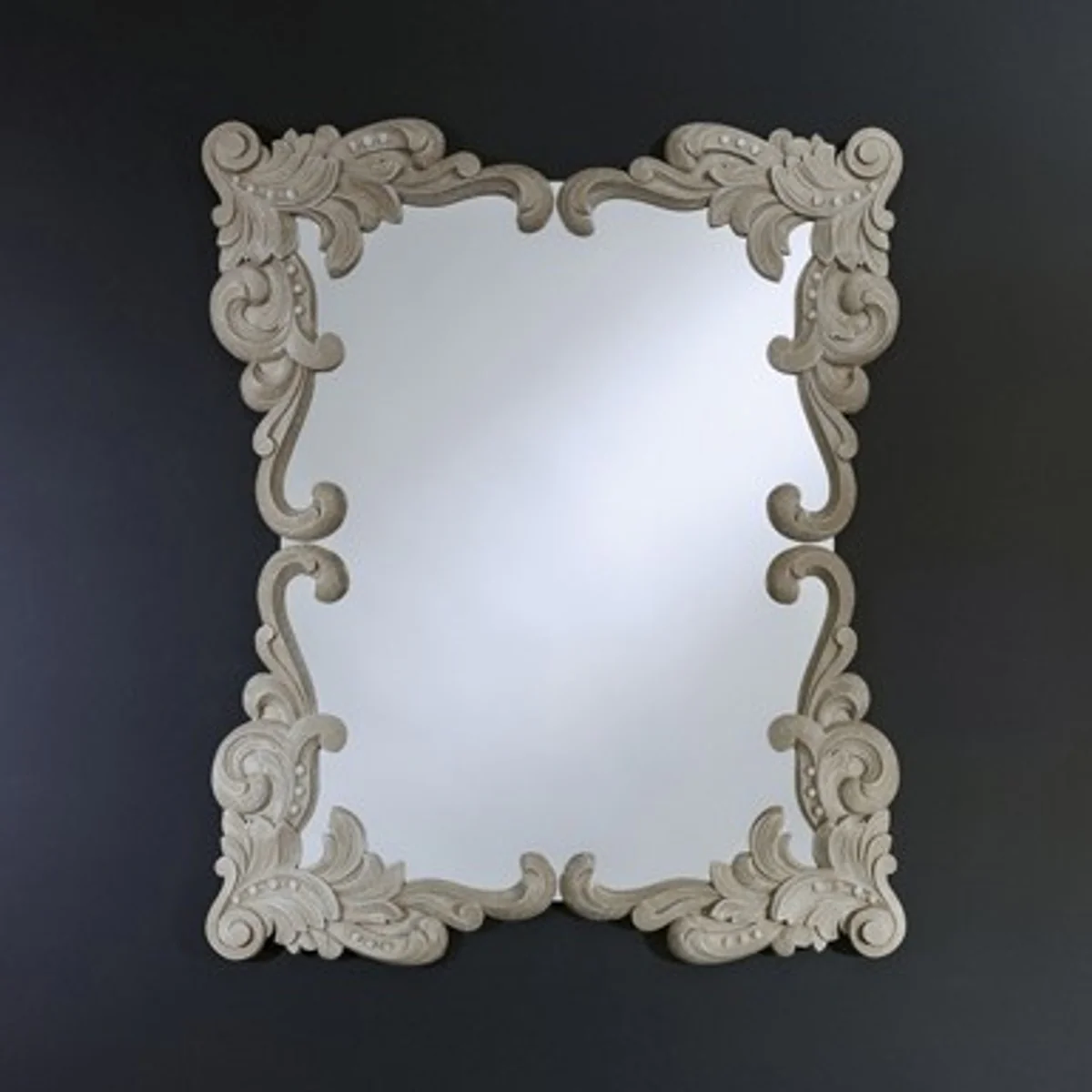 Baroque wall mirror antique style cream 92 x 110 cm - Baroque mirror antique white
