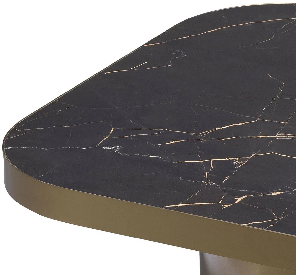 Luxury side table black / brass 64 x 64 x H. 37.5 cm - Square stainless steel table with ceramic top - Living room furniture - Luxury furniture