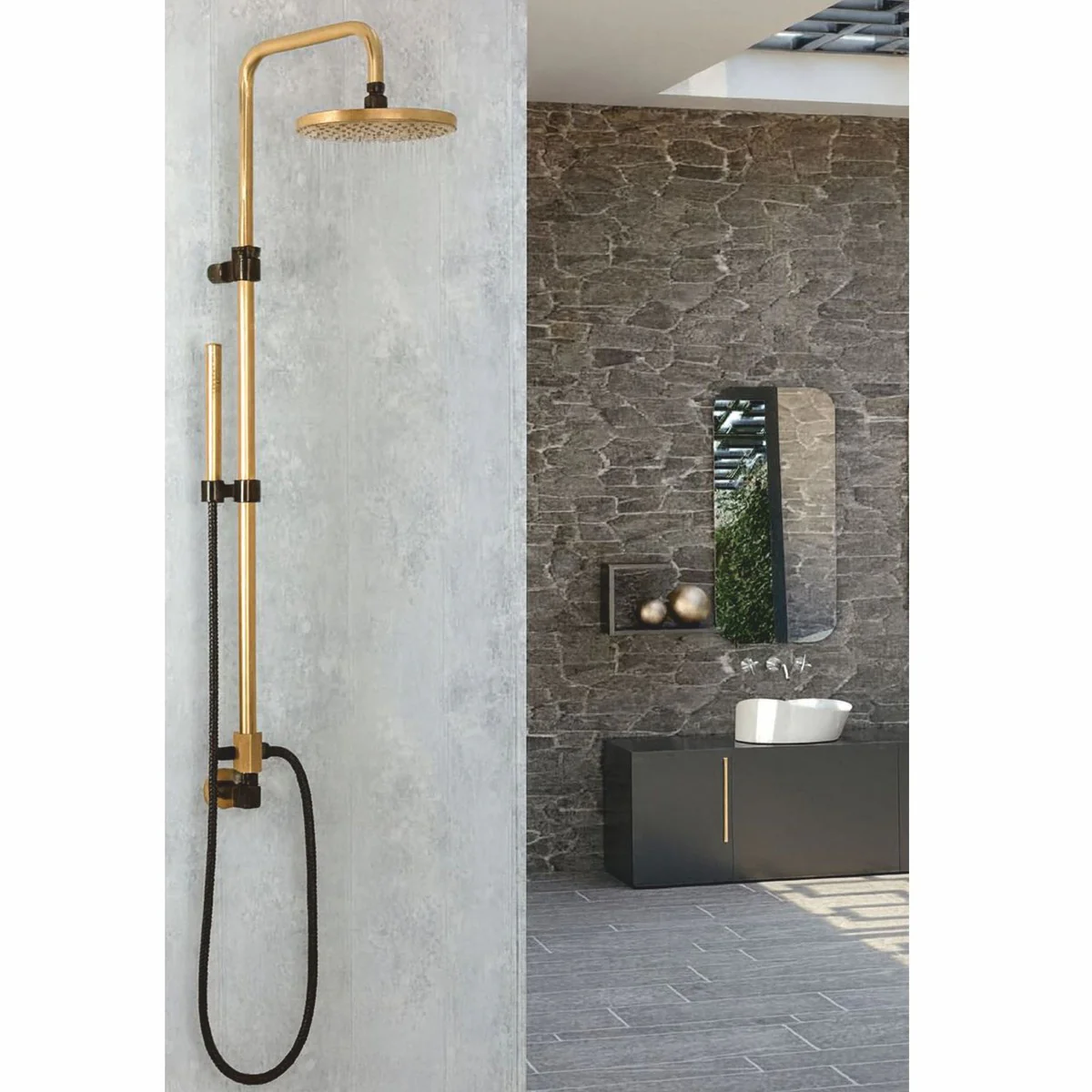 Luxury bathroom shower set gold / black - Made in Italy