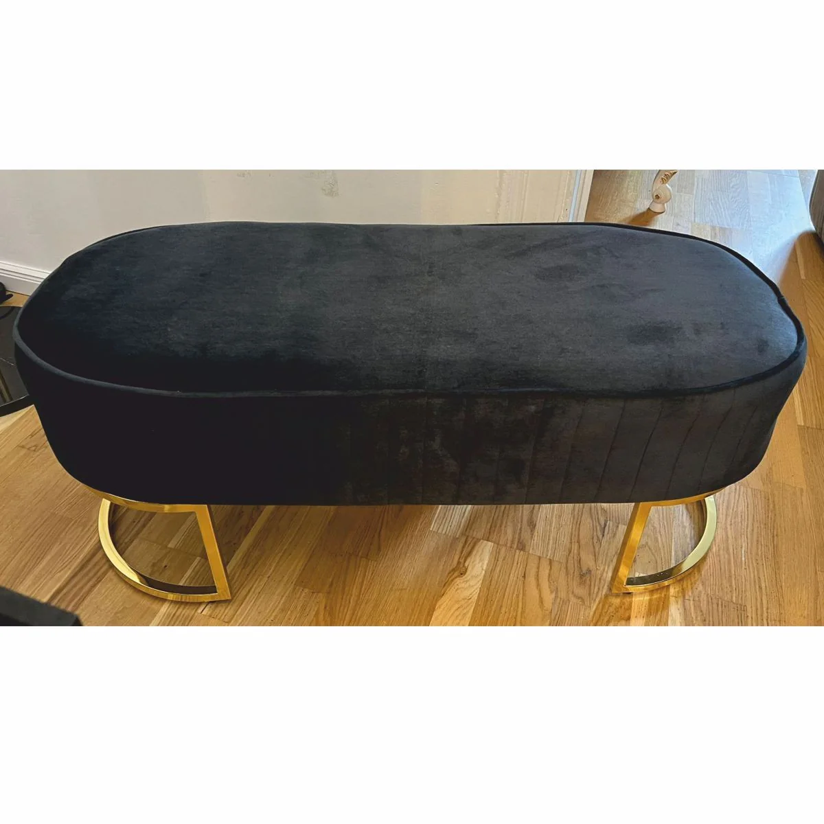 Luxus Sitzbank Schwarz / Gold 120 cm - Luxus Möbel