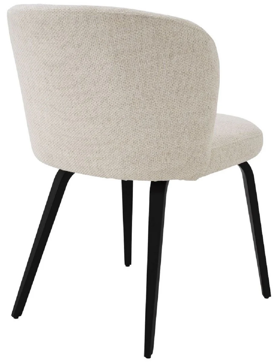 Luxury dining room chair natural color / black 57 x 69 x H. 81 cm - Padded kitchen chair in retro design - Luxury retro dining room furniture