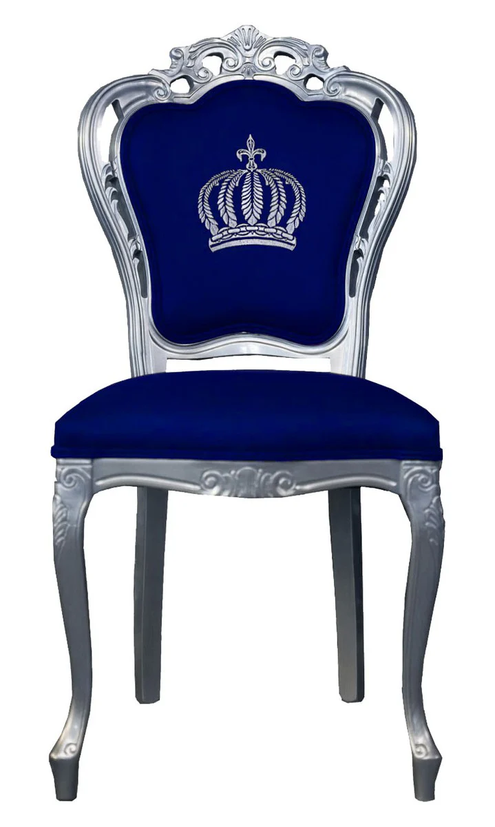 Pompöös by Luxury Baroque Dining Chair Blue / Silver - Pompöös Baroque chair designed by Harald Glööckler